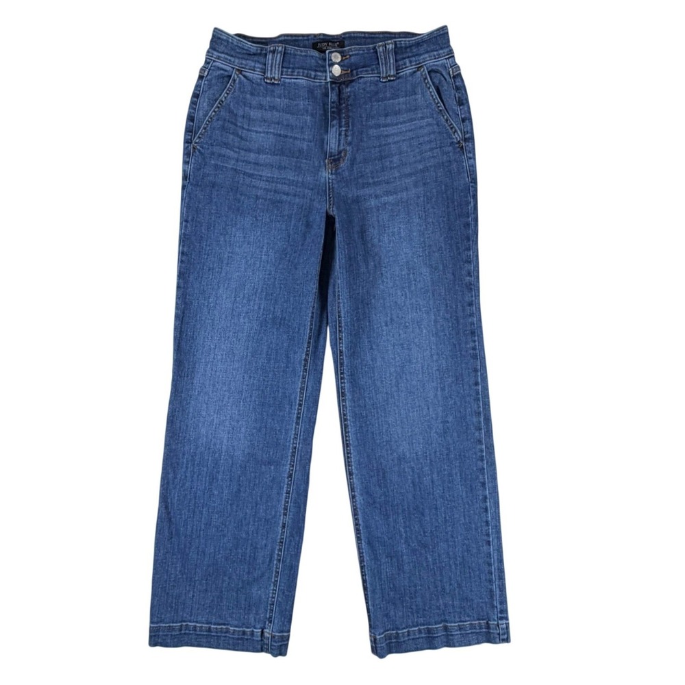 Judy Blue Womens 15/32 Wide Leg Jeans‎ Medium Wash High Rise